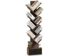 Promotion Pastatoma medžio formos knygų lentyna su stalčiumi, ruda, 38 x 21,5 x 149,5 cm