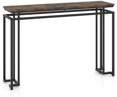 Promotion Siauras konsolinis stalas, rudas, metalo rėmas, 120 x 30 x 80,5 cm