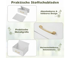 Promotion Spintelė daiktams su 4 medžiaginiais stalčiais, balta ir aukso spalvos, 40,5 x 29 x 94 cm