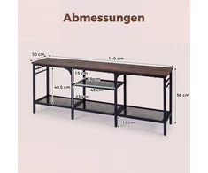 Promotion TV staliukas iki 165 cm televizoriams, metalinės tinklinės lentynos, 4 kabliukai, rusvai rudas