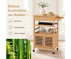 Promotion Virtuvės salelė su ratukais, bambukas ir mediena, medienos atspalvio, 68,6 x 36,8 x 88,9 cm