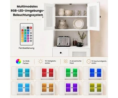 Promotion Virtuvinė sandėliavimo spintelė su LED apšvietimu ir durelėmis, balta, 60 x 40 x 163 cm
