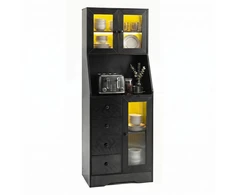 Promotion Virtuvinė spintelė su durimis ir reguliuojamu LED apšvietimu, juoda, 60 x 40 x 163 cm