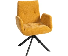 Sofa Aosom Geltonas 360° sukamas minkštas krėslas juodomis kojomis, 60 × 61 × 88 cm