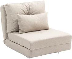 Sofa Aosom Sulankstoma grindų kėdė-lova su pagalve, 2 viename, smėlio spalvos, 60 x 80 x 56 cm
