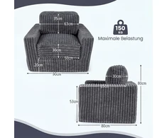 Sofa Promotion Porolono fotelis su nuimamu užvalkalu ir pagalve, pilkas, 90 x 80 x 80 cm
