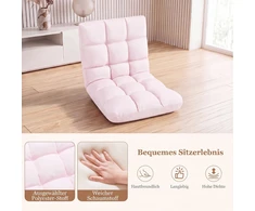 Sofa Promotion Reguliuojama sulankstoma grindų kėdė, 14 padėčių, šviesiai rožinė, 104 x 55 x 15 cm