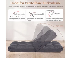 Sofa Promotion Sulankstoma grindų kėdė su reguliuojamu atlošu, pilka, 61 x 54 x 56 cm