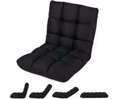 Sofa Promotion Sulankstoma grindų kėdė su reguliuojamu atlošu ir atlošimo funkcija, juoda, 61 x 54 x 56 cm