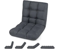 Sofa Promotion Sulankstoma grindų kėdė su reguliuojamu atlošu, pilka, 61 x 54 x 56 cm