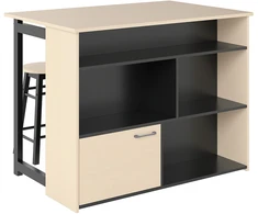 TV staliukas Koduva 3 dalių baro stalo komplektas, sulankstomas stalviršis, 2 baro taburetės, juodas ąžuolas, 116 x 70 x 89,5 cm