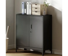 TV staliukas Koduva Metalinė biuro spintelė, užrakinamos durys, juoda, 80 x 35 x 91 cm
