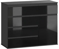 TV staliukas Koduva Modernus sideboardas su 5 stalčiais, reguliuojama lentyna, „soft-close“ durelėmis, juodas blizgus