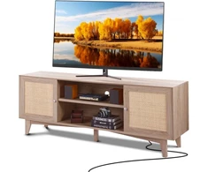TV staliukas VEVOR Rataninė TV spintelė, 168 x 40 x 64 cm, ąžuolo spalva