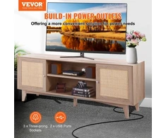 TV staliukas VEVOR Rataninė TV spintelė, 168 x 40 x 64 cm, ąžuolo spalva
