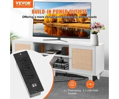 TV staliukas Koduva Rataninė TV spintelė VEVOR, balta, 168 x 40 x 64 cm, iki 191 cm televizoriui