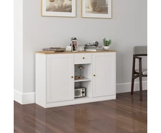 TV staliukas Koduva Sideboard su stalčiumi, spintelėmis ir lentynomis, balta, 120 x 35 x 75,2 cm