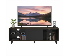 TV staliukas Koduva TV spintelė iki 60 colių televizoriui, 140 x 39 x 45 cm, rievėtas stiklas, ruda-juoda