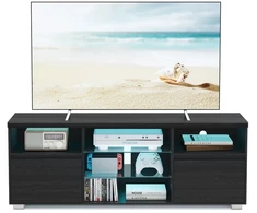 TV staliukas Koduva TV spintelė iki 70 colių televizoriui su LED apšvietimu, juoda, 160 x 40 x 60 cm