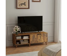 TV staliukas Koduva TV spintelė su 2 durelėmis, reguliuojamomis lentynomis, 140 x 40 x 50 cm