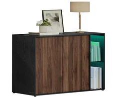TV staliukas Koduva TV spintelė su apšvietimu ir stikline lentyna, juoda, 39,1 x 100,1 x 71,1 cm