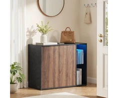 TV staliukas Koduva TV spintelė su apšvietimu ir stikline lentyna, juoda, 39,1 x 100,1 x 71,1 cm