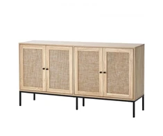 TV staliukas Koduva VEVOR rotango spintelė, natūralios medienos, 150 x 36 x 80 cm