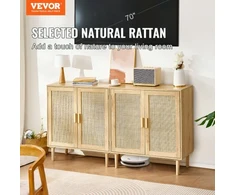 TV staliukas Koduva VEVOR rotango spintelė, 2 vnt. rinkinys, natūralaus medžio spalva