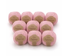 Fibra Natura Papyrus siūlai, 10vnt po 50g, rožiniai siūlai mezgimui