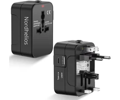 Kelioninis adapteris, universalus kištukas, tinkantis visam pasauliui, su type-c, juodas, Nordhelios