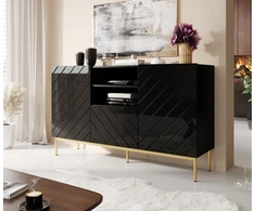 Cama Meble Komoda - Abeto 150x42x90 Juodas Blizgesys