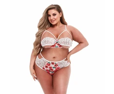 Baci Baltas Floral Lace Bra &amp; High-Waist Set Queen Size Elegant Design