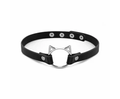 Bedroom Fantasies Kitty Choker Juodas Faux Leather Adjustable Collar