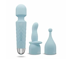 Blue EasyToys Mini Wand Vibrator Mėlyna - 18 Modes, USB Rechargeable, Silicone
