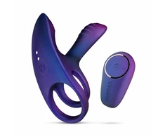 Blue Mėlyna Hueman Vibrating Silicone Ring with Remote Control - 10 Modes, Mėlyna