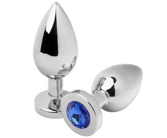 Mėlyna Metal Hard Steel Plug with Mėlyna Crystal Medium 7.6cm