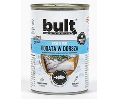 BULT Šlapias šunų ėdalas su menkėmis, gausus žuvies gabalėliais, 800g