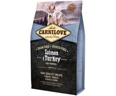 Carni Love Šunų Maistas - Carni Love Lašiša ir Kalakutiena Šuniukams Sausas Maistas 4kg 38% Baltymų 20% Riebalų