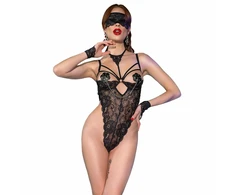 Chilirose Bodies Chilirose CR 4488 Lace Bodysuit Set Juodas S/M with Mask and Gloves