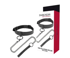 Darkness Bondage Darkness Adjustable Juodas Neoprene &amp; Semi-Leather Collar with Metal Chain