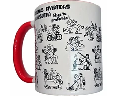 Diablo Picante Baltas Ceramic Mug 370ml with Raudona Handle - Art Motif