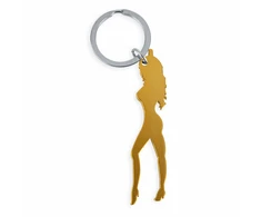 Diablo Picante Gold Metal Keychain with Stylish Silhouette &amp; Bottle Opener