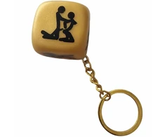 Diablo Picante Golden Dice Keychain 30mm - Elegant Gold Adventure Priedas