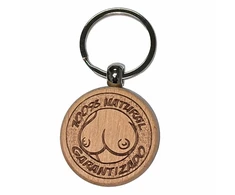 Diablo Picante Wooden Chest-Shaped Decorative Keychain, Brown, Small