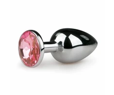 Diogol Aliuminio Intimate Plug Sidabrinis/Rožinė S - Crystal Accent, Small Size
