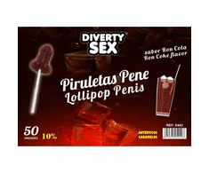 DIVERTY SEX DIABLO GOLOSO Rum &amp; Cola Lollipops 10% Alcohol 50pcs Jar