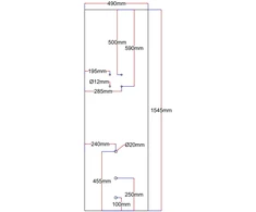 Dušo kabinos galinis stiklas 490x1545 mm juodas