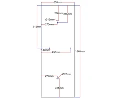 Dušo kabinos galinis stiklas 555x1540 mm juodas