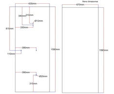 Dušo kabinos galinis stiklas 635x1590 mm juodas