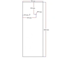 Dušo kabinos galinis stiklas juodas veidrodinis 530x1826 mm 5.33